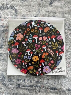 Elyse Breanne Mousepad in Mushroom Charcoal Pattern - 8.5” Diameter